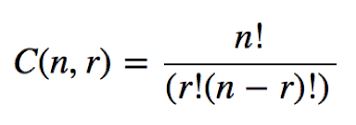 A formula to determine the total number of combinations that exist for any given set of numbers and the subset of numbers