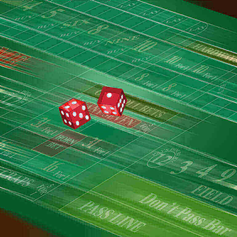 Craps dice in action