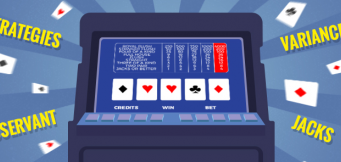 Video Poker machine with tips and cards flying from it