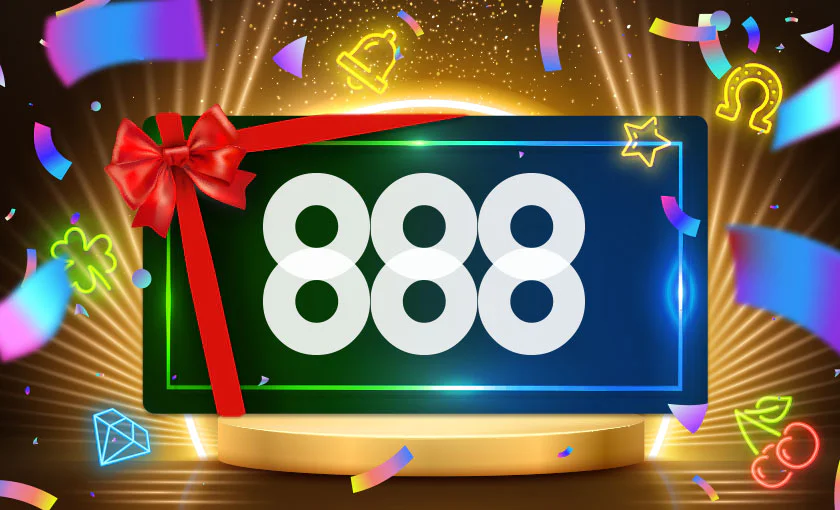 Interfaz promocional de 888casino mostrando ofertas de bienvenida en dispositivo móvil